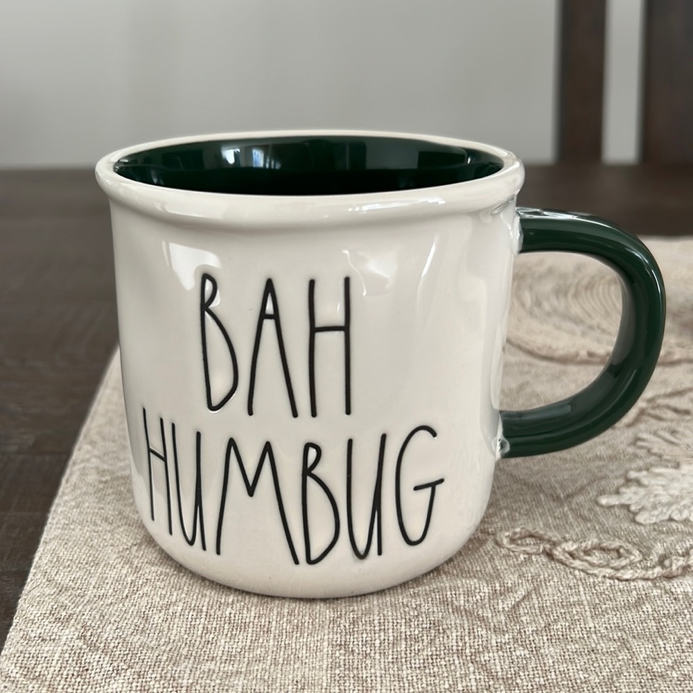Rae Dunn Bah Humbug Coffee Mug Raccoon Green Short